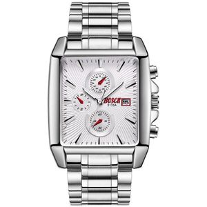 Rechthoek Mannen Horloge Roestvrij Stalen Horlogeband Casual Business Horloges Sport Waterdicht Grote Wijzerplaat Klok Mannelijke Horloges