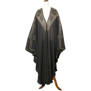 Md Super Size Chiffon Djellaba Jurk Kralen Borduren Moslim Kimono Abaya Vest Dubai Turkse Kaftan Marokkaanse Boubou