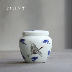 SCHORTJE Kleine Blauw En Wit Porselein Kraan Thee Pot Keramische niet-geweven Stof Storage Jars Chinese Kung Fu Thee accessoires