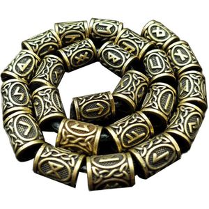 Viking Runen Kralen Voor Sieraden Maken Haar Baard Ambachten Jewlery Diy Metalen Spacer Groot Gat Kraal Accessoires Fit Charm Armband