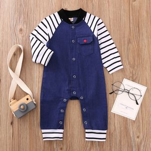 Herfst Baby Losse Jumpsuit Baby 'S Streep Patroon Lange Mouw Ronde Kraag Een Stuk Voor Jongens Romper Outfit Kleding