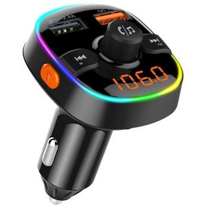 Bluetooth 5.0 Auto Zender RGB Verlichting Draadloze LED Transmiter MP3 Speler Handsfree Fm Modulator PD QC 3.0 USB Car Charger