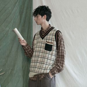 Padegao Plaid V-hals Heren Vest Trui Combineert Alles Vintage Voor Koppels Stijlvolle Vesten Koreaanse Stijl Tops PDG1823