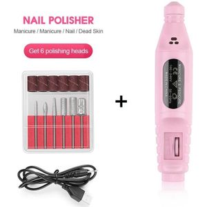 1 Set Nail Elektrische Machine Boor Kit Usb Opladen Manicure Machine Pedicure 6 Bits Schuren Buffer Nagelvijl Nail Art pen TSLM1
