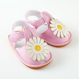 Baby Meisje Zachte Zool Sandalen Zonnebloem Crib Schoenen Zomer Prewalker Harde Zool Buiten Schoenen 0-18 Maanden