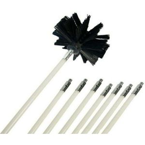 8x Rod Chimney Cleaner Brush Cleaning Rotary Sweep System Fireplace Kit+1*Brush
