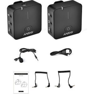 Andoer MX5 2.4G Draadloze Opname Microfoon Systeem Met Zender Ontvanger Clip-On Lavalier Microfoon Voor Dslr &#39;S Vlogging Interview