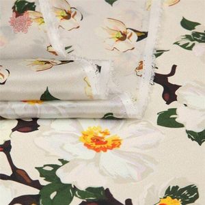 Koreaanse bloemen gedrukt zoete stijl 100% natuurlijke crêpe de chine zijde voor vrouwen jurk broek telas por yarda tissu SP5795