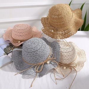 Baby Summer Hats Accessories Baby Kids Boy Girl Breathable Beach Straw Sun Hat Hollow Out Lace Up Toddlers Caps