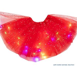 67JC Kids Meisjes Led Light Up Glitter Ster Pailletten Ballet Dans Tule Tutu Rok 3-12T