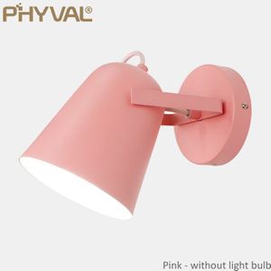 PHYVAL Wandlamp Led Nordic Blaker Wandlampen E27 Hoofd Licht Macaron Wandlampen Voor Bedside