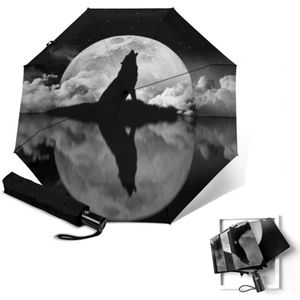 Opvouwbare Paraplu Regen Zonnige Regenachtige Pongee Guarda Chuva Winddicht Wolf Printing Paraplu Voor Vrouwen Dames Parasol