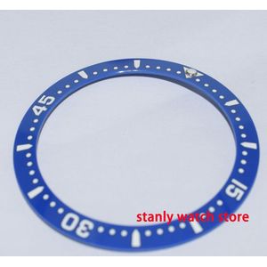 38Mm Blauwe Keramische Bezel Wit Marks Lichtgevende Dot Horloge Insert Kit Voor 40Mm Horloge Case