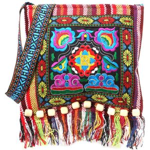 Etnische Vintage Schoudertas Borduurwerk Boho Hippie Kwastje Tote Messenger Bag