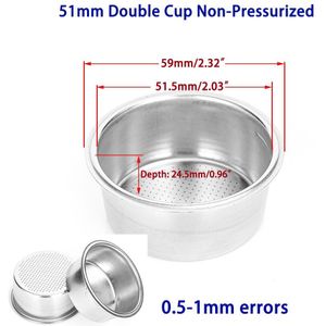 51Mm Double-Cup Koffie Machine Onder Druk Filter Mand Voor Huishoudelijke Koffiezetapparaat Onderdelen Niet-Onder Druk Koffie 2-Cup