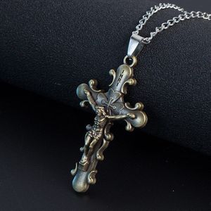 Jesus Rvs Heren Ketting Gothic Cross Hanger Ketting Creatieve Mannelijke Accessoires Amulet Amulet