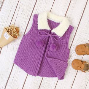 0-24M Pasgeboren Kid Baby Meisje Trui Vest Herfst Winter Warm Gebreide Top Mouwloos Knitwear Leuke Zoete prinses Outfit