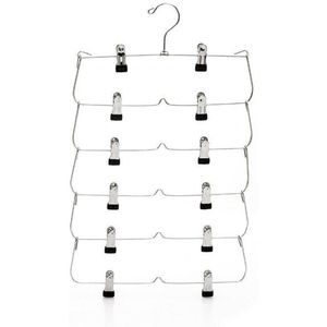 6-Tier Rok Broek Shorts Hangers Met Verstelbare Clips Ruimtebesparend Geen Slip 12 Clips Kleding Opslag Metalen Rok rack