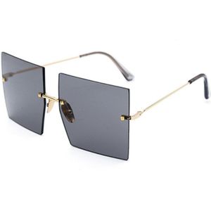 47140 Vierkante Frameloze Oversized Zonnebril Mannen Vrouwen Mode UV400 Bril