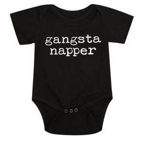 Gangsta Napper Katoen Baby Baby Boy Romper Zwarte Korte Mouw Jumpsuit Kleding Outfits Sunsuit Ondersteuning