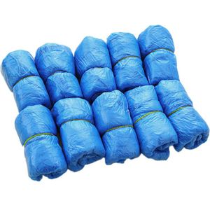 100Pcs Waterdichte Schoen Covers Plastic Wegwerp Regen Laarzen Overschoenen Regen Overschoenen Modder-Proof Blauw