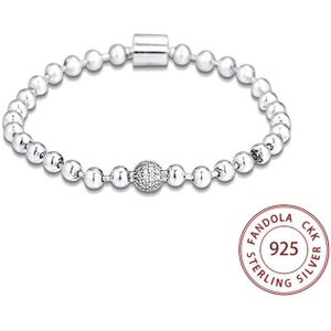 100% 925 Sterling Zilveren Armband Femme Kralen & Pave Bangles Armbanden Voor Vrouwen Mode-sieraden Pulseira Accesorios Mujer