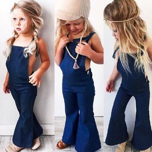 Peuter Overalls Kids Baby Meisje Jeans Jumpsuit Gladiatorschoen Bandjes Bib Broek Blauw Denim Playsuit Littler Meisjes Kleding 1-6 Y