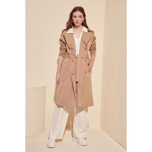 Trendyol Waterafstotend Featured Knoopsluiting Lange Trenchcoat TWOSS20TR0012