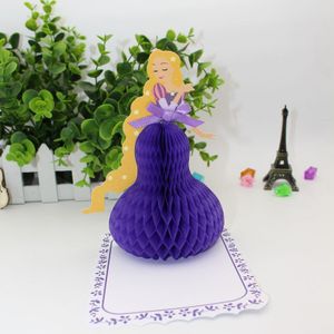 Prinses 3D Stereo Honingraat Papier-Cut Verjaardag Wenskaart Fee Prinses Thanksgiving Card Bruiloft Uitnodigingskaarten