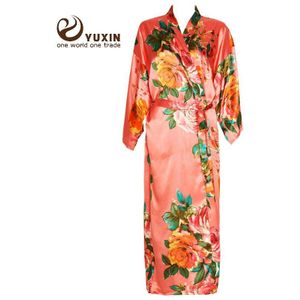Owiter Lange Bloemen Gewaad Kimono Blush Pure Zijde Satijn Bloem Badjas Night Dress Bruiloft Gewaden Voor Bruidsmeisjes Bruid Nachtkleding