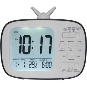 LCD Digital Desk Wekker Slaapkamer Nachtkastje Snooze Wake Up Light Digitale Klok Thermometer