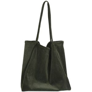 Vrouwen Mode Corduroy Schoudertas Grote Capaciteit Vrouwelijke Grote Tote Handtas Opvouwbare Herbruikbare Boodschappentassen Doek Bag