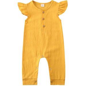 0-12M Pasgeboren Baby Meisje Romper Kleding Ruffle Korte Mouw Solid Leuke Romper Jumpsuit Katoen Casual Outfit Zomer