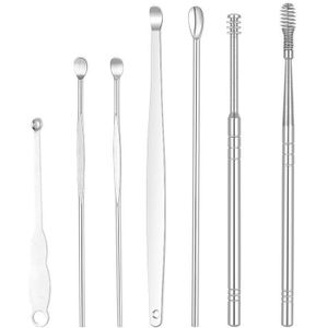 Rvs Oor Pick Set, Oor Pick En Oorsmeer Oor Picking Tool, 6 Stuks Draagbare Opslag Buis