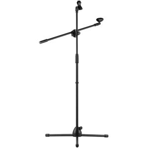 Microfoon Statief Stand Boom Floor Model Verstelbare Hoogte Licht Gewicht Zware Inklapbare Met 2 Mic Clip Houders Zwart