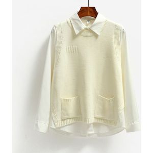 Solide Buitenste Dragen Ronde Hals Knit Vest Korte Vrouwen Herfst En Winter Koreaanse Mouwloos Vest Trui