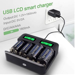8 Slots Lcd Display Usb Smart Battery Charger Voor Aa Aaa Sc C D Size Oplaadbare Batterij 1.2V-mh-Cd Snellader