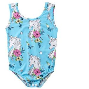 Blauw Cartoon Bloemenprint Een Stuk Badpakken Pasgeboren Baby Baby Meisje Bodysuit Sunsuit Zomer Leuke Badpak Beachwear