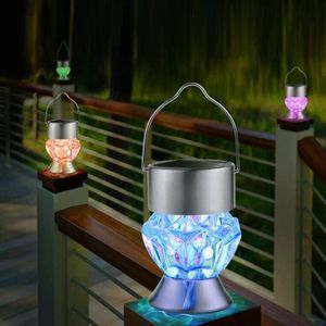 Solar Led Diamond Vorm Kleine Lantaarn Outdoor Regendicht Kleurrijke Gradiënt Villa Gang Camping Decoratie Opknoping Lamp