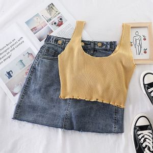 Heliar Vrouwelijke Vierkante Hals Crop Top Vrouwelijke Eenvoudige Zomer Camisoles Lady Ondergoed Crop Top Femme Flounve Zoom Tank Tops Vrouwen