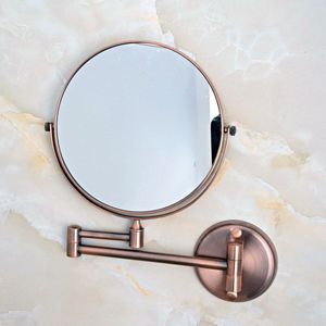 Antieke Koperen 8-Inch Messing Badkamer Spiegel Vouwen Wandmontage Opvouwbare Make-Up Double Side Vergroting Spiegel