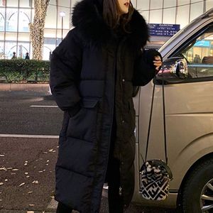 2022 Winter Vrouwen Verdikte Lange Jas Casual Losse Furry Hooded Stevige Dikke Warme Sneeuw Jas Verlengd Mode Trend jas