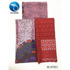 Liulanzhi Afrikaanse Kant Stoffen 5Yards Satijnen Prints Stof Met Punch Katoen Kant Stof Voor Jurk ML8PR01