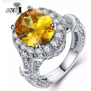 YaYI Sieraden Mode Prinses Cut 6.3 CT Geel Zirkoon Kleur Verlovingsringen trouwringen Partij Ringen