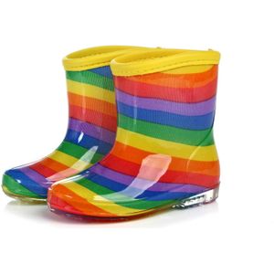 Kinderen Regen Jongens Meisjes Jelly Schoenen Laarzen Regenboog Kleurrijke Boot Peuter Lente Herfst Mode Rubber Regenlaarzen