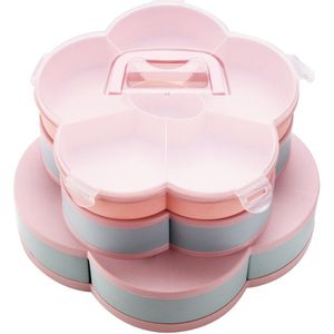 Bloemblaadje-Vorm Roterende Snack Snoep Lade Storage Case Drie-Deck Bruiloft Snoep Platen Dubbeldeks Gedroogd Fruit organizer Box