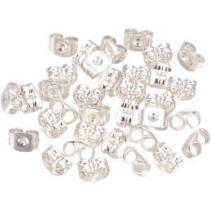 Kissitty 50 Stks/partij Rose Goud Zilver Earring Noten Rvs Oorbellen Terug Plug Earring Instellingen Voor Sieraden Bevindingen Maken