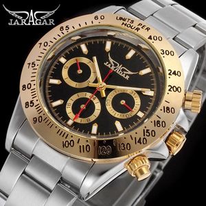 Jaragar Montre Homme Heren Horloges Automatische Golden Rvs Datum Sport Mechanische Horloge Klok Relogio