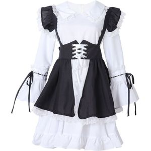 Japanse zoete temperament Lolita jurk retro lange mouwen kawaii maid jurk Cos Loli retro kanten jurk twee stuk vrouwelijke