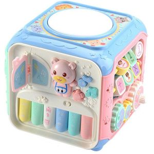 Baby Muziek Drum Kinderen Hexahedron Puzzel Multi-Functionele Studie Tafel Handtrommel Wijsheid Cube Veelvlak Speelgoed